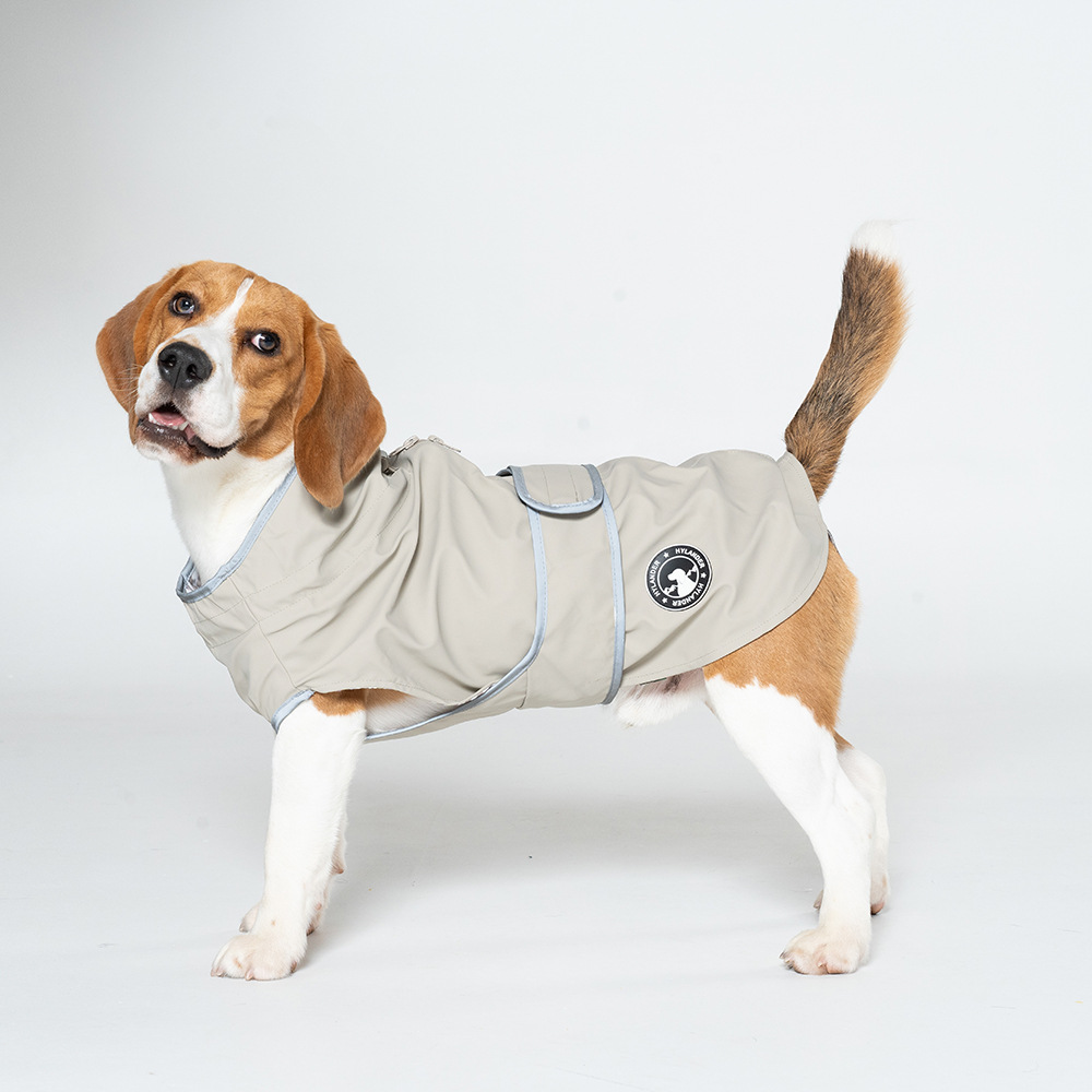 V888-ELOSUNG28702-202505191423-00 40# Grey Waterproof Reflective Dog Raincoat for Small to Large Dogs - Image 1
