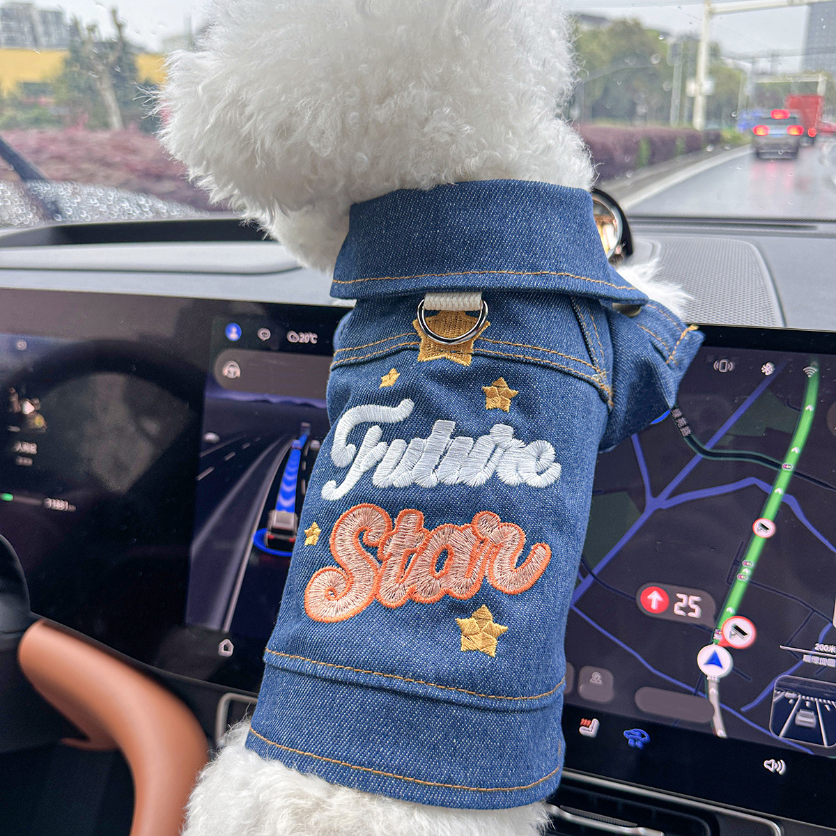 V888-ELOSUNG28710-202505191141-00 XS-Approximately 2kg Future Star Denim Denim Vest Jacket for Dogs and Cats - Spring, Summer, and Autumn Wear - Image 1
