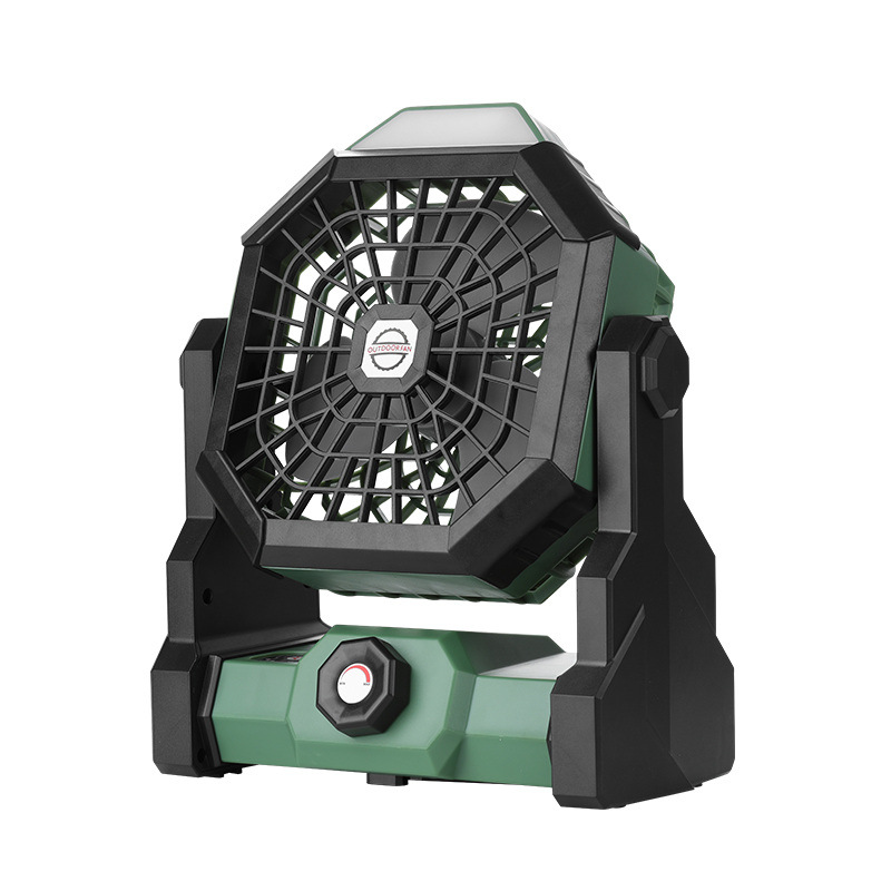 V888-ELOSUNG28859-202505231116-00 Black-green Portable USB Camping Fan with 7800mAh Battery and 3-Mode LED Lighting - Image 1