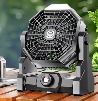 V888-ELOSUNG28860-202505231117-00 Black Portable USB Camping Fan with 7800mAh Battery and 3-Mode LED Lighting - Image 1