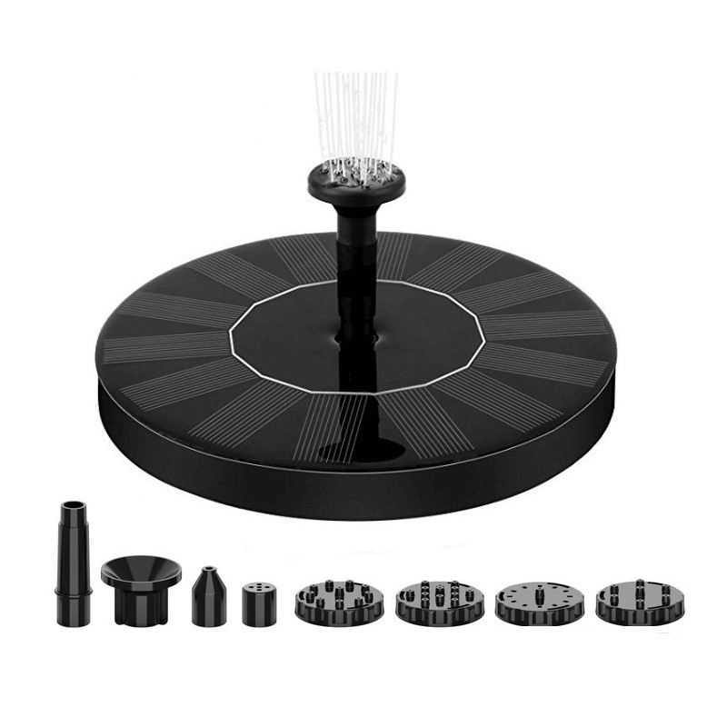 V888-ELOSUNG28861-202505231126-00 16cm Solar Floating Fountain with LED Light for Bird Bath and Pond - Image 1