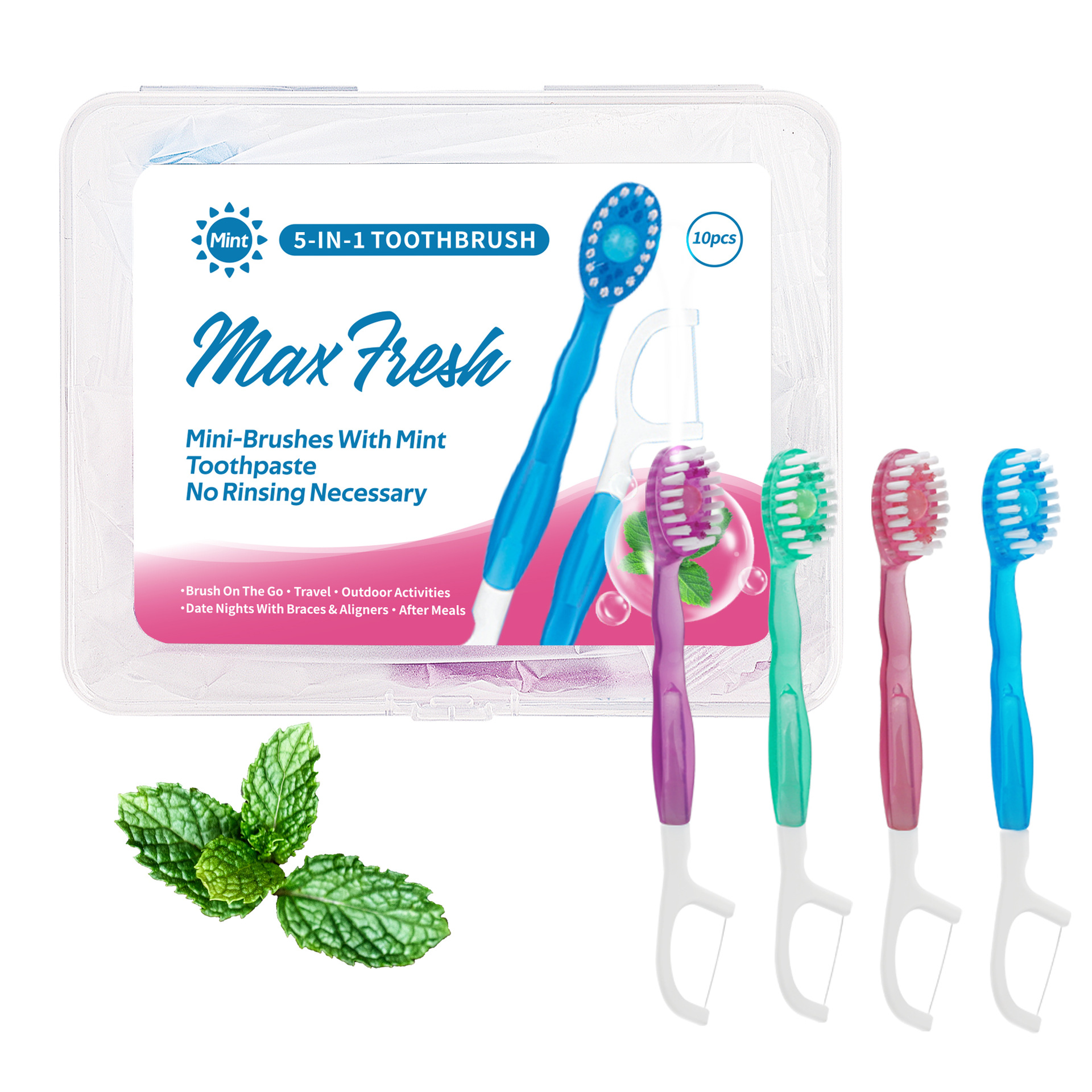 V888-ELOSUNG29051-202505191307-00 4-in-1 Disposable Travel Toothbrush with Flavor Burst Bead(Mixed flavors) - Image 1