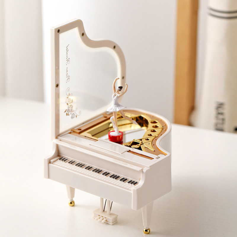 V888-ELOSUNG29056-202505191314-00 Classical Grand Piano Music Box with Dancing Ballerina(Dancing girl version - white) - Image 1