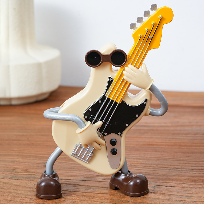 V888-ELOSUNG29064-202505191330-00 Dancing Musical Instrument Figurines - Wind-Up Guitar & Cello Toys with Moving Parts(Guitar) - Image 1