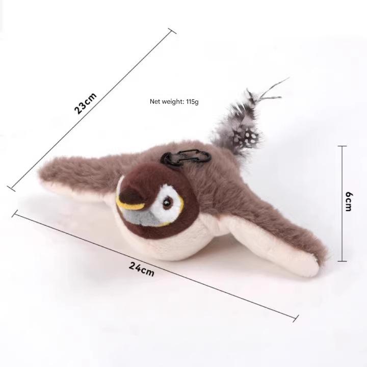 V888-ELOSUNG29177-202505231814-00 Interactive Flapping Wing Bird Toy for Cats & Dogs,Motion Activated with Sound(Lomi Brown Sparrow) - Image 1