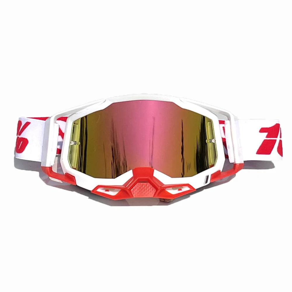 V888-ELOSUNG29352-202505301133-00 Pro Motocross Goggles - Windproof, UV400 Protection with TPU Frame & PC Lens, Adjustable Strap(White frame,red lens) - Image 1
