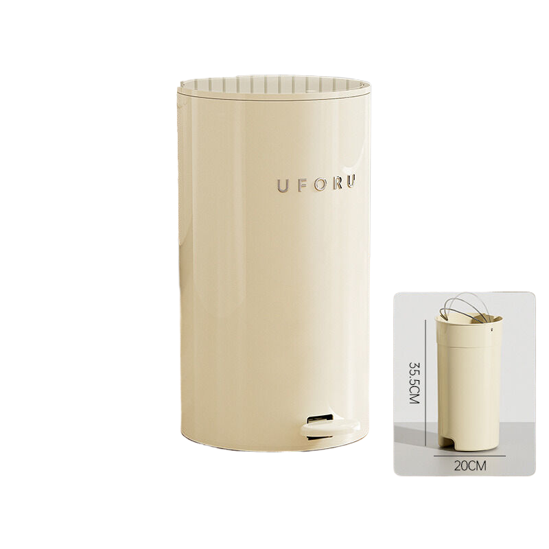 V888-ELOSUNG294-201877-00 Cream white circular (plastic) double open trash can 15 liters 22.5cm * 39cm (inner container 20 * 35.5) - Image 1