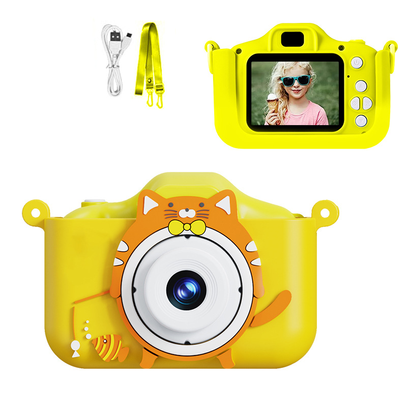 V888-ELOSUNG29465-202506041652-00 Digital Camera with Cute Cat Silicone Case - Dual Lens, 96MP, HD Screen & Music Playback(yellow) - Image 1