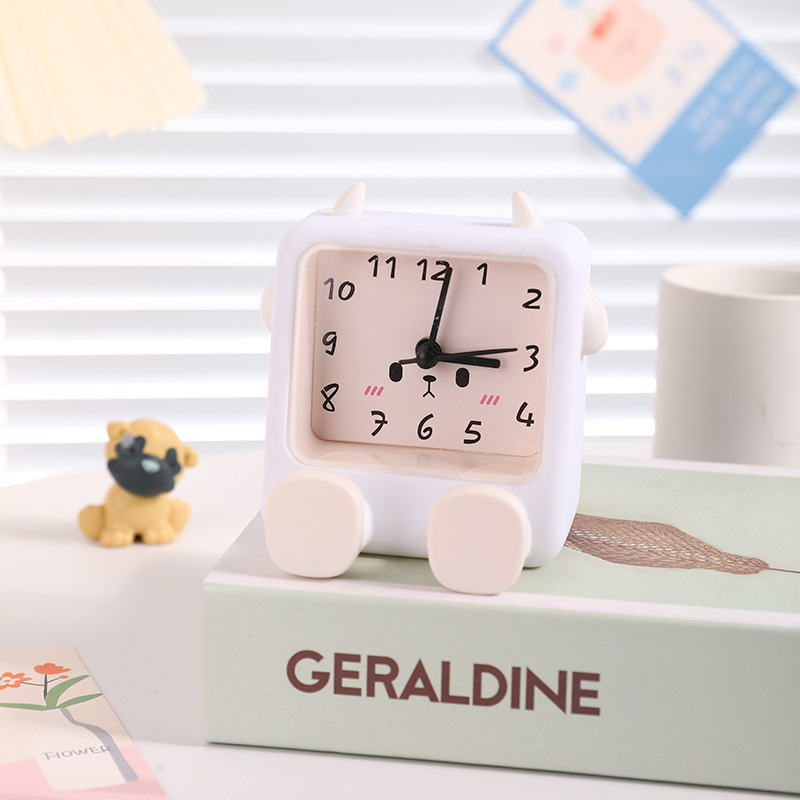 V888-ELOSUNG29563-202506051748-00 Adorable Cartoon Animal Alarm Clock - Silent Quartz Movement, Loud Alarm, Battery Operated(white) - Image 1