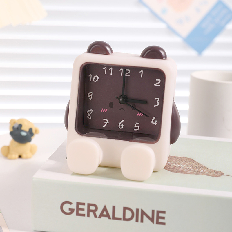 V888-ELOSUNG29565-202506051805-00 Adorable Cartoon Animal Alarm Clock - Silent Quartz Movement, Loud Alarm, Battery Operated(White Brown) - Image 1