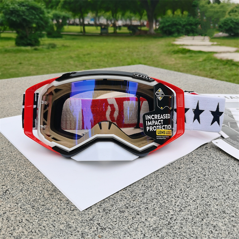 V888-ELOSUNG29635-202506111528-00 Performance Motocross & Off-Road Goggles - Increased Impact Protection with Lens Lock System(Red and black frame blue film) - Image 1