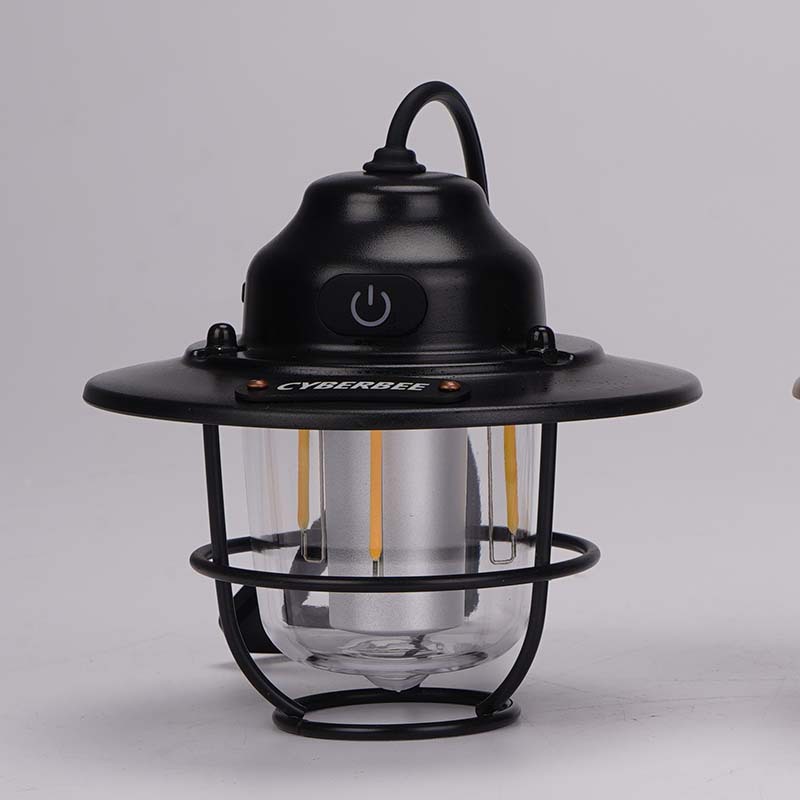 V888-ELOSUNG29795-202506190654-00 Retro LED Camping Lantern with Multiple Light Modes - USB Rechargeable, Hanging Design(black) - Image 1