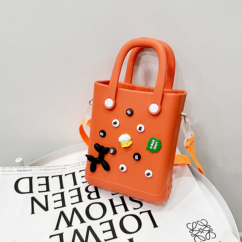 V888-ELOSUNG29962-202506191237-00 EVA Large Capacity Crossbody & Handbag - Customizable with Charms, Lightweight & Versatile,Orange (with DIY accessories) - Image 1