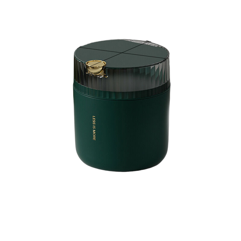 V888-ELOSUNG301-202257-00 Light luxury green desktop garbage bin (standard with one roll of garbage bag) 14cm * 15cm (including button) * 16cm - Image 1
