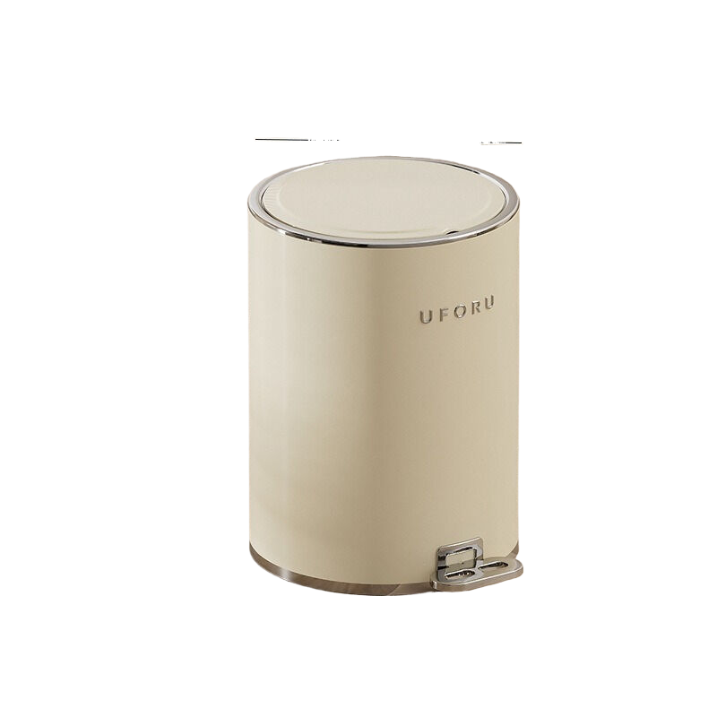 V888-ELOSUNG314-202241-00 Milk white (silver plated) circular trash can 15L 23.8cm * 33.5cm - Image 1