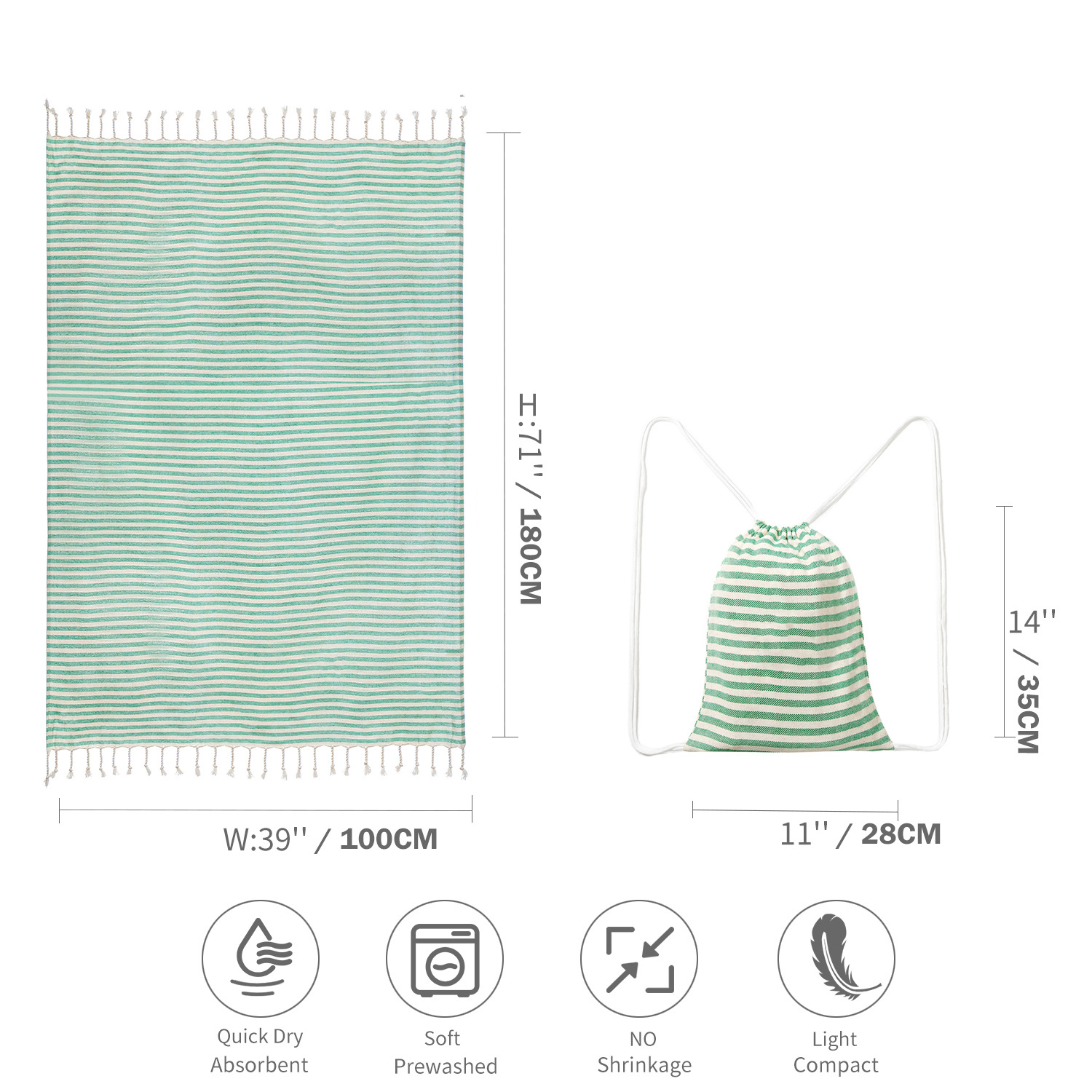 V888-ELOSUNG32021-202505261508-00 Green Chic Lightweight Nylon Drawstring Tote Bag - Multi-Pocket Casual Shoulder & Crossbody - Image 1