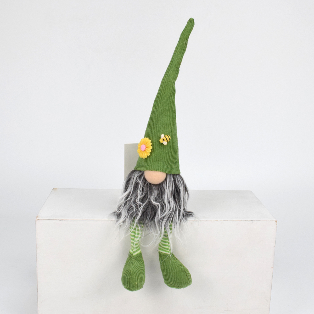 V888-ELOSUNG32352-202506111501-00 2 Pcs Charming Green Gnome - Plush Faceless Gonk with Long Dangle Legs - Adorable Shelf Sitter Home Decor Accent - Image 1