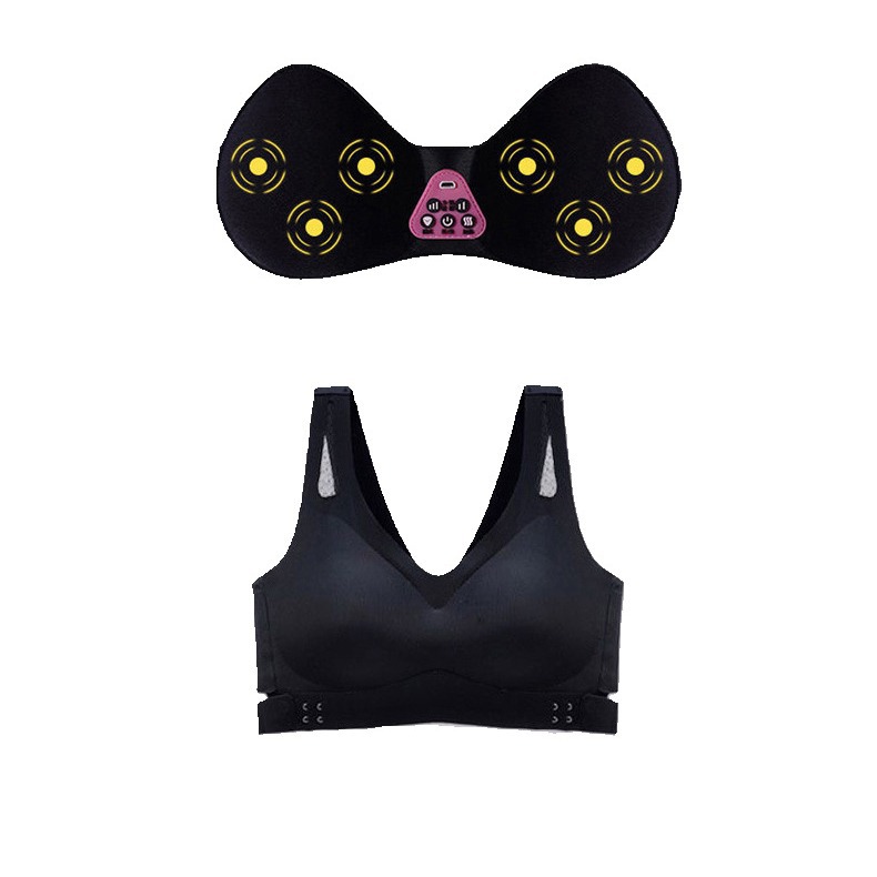 V888-ELOSUNG32381-202506190727-00 Size XXL Black Wireless Electric Breast Massager Bra - 5 Modes Vibration & 3 Heat Levels for Lifting Comfort & Wellness - Image 1