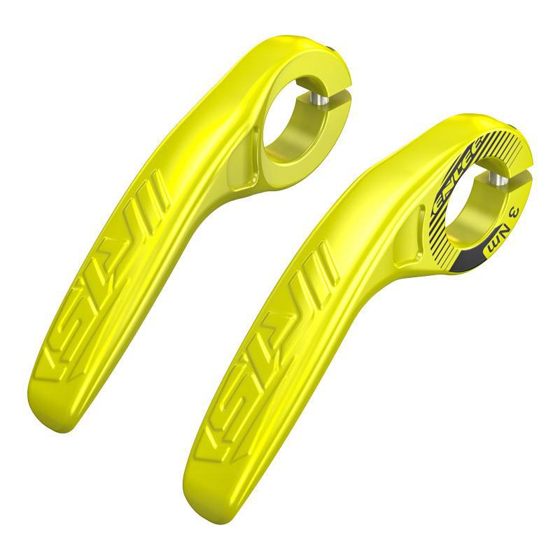 V888-ELOSUNG32488-202506191221-00 Fluorescent Yellow Ultralight Ergonomic Bike Bar Ends - High-Strength Composite Horn Grips (22.2mm) - Image 1