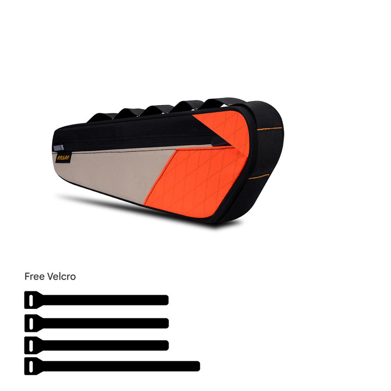 V888-ELOSUNG32492-202506191233-00 Black and Orange Waterproof Bicycle Frame Bag - 2.5L Slim Top Tube Storage Pouch for Cycling Essentials - Image 1