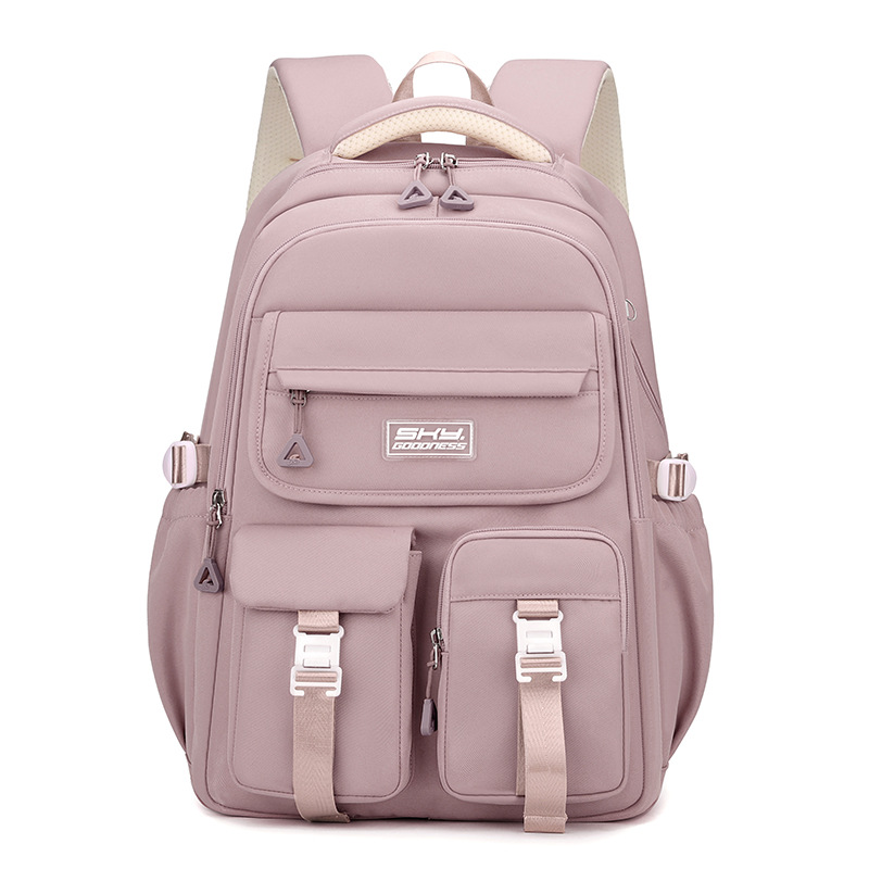 V888-ELOSUNG32498-202506191246-00 Light Purple Large Capacity Waterproof Student Backpack - Fits 15-Inch Laptop, Multi-Pocket Travel Daypack - Image 1
