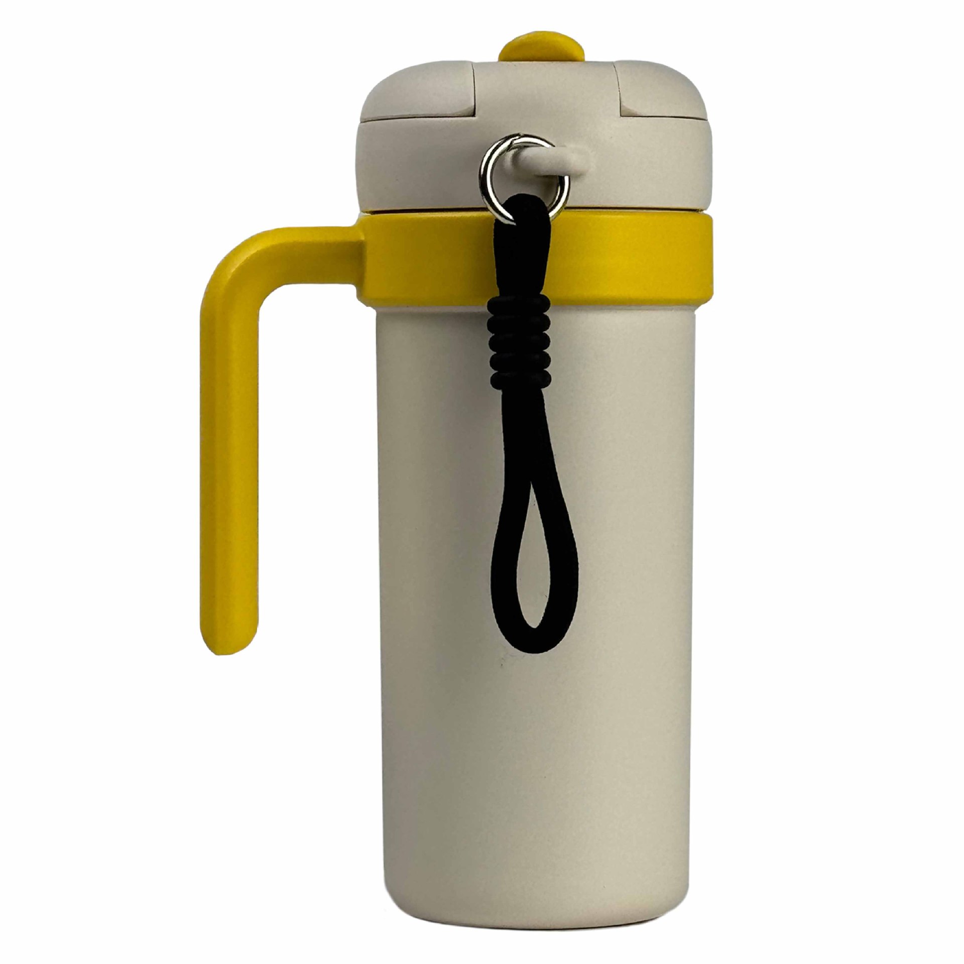 V888-ELOSUNG32525-202506191041-00 Beige and Yellow 700ml Insulated Stainless Steel Tumbler with Handle, Dual-Sip Lid, Straw & Tea Infuser - Image 1
