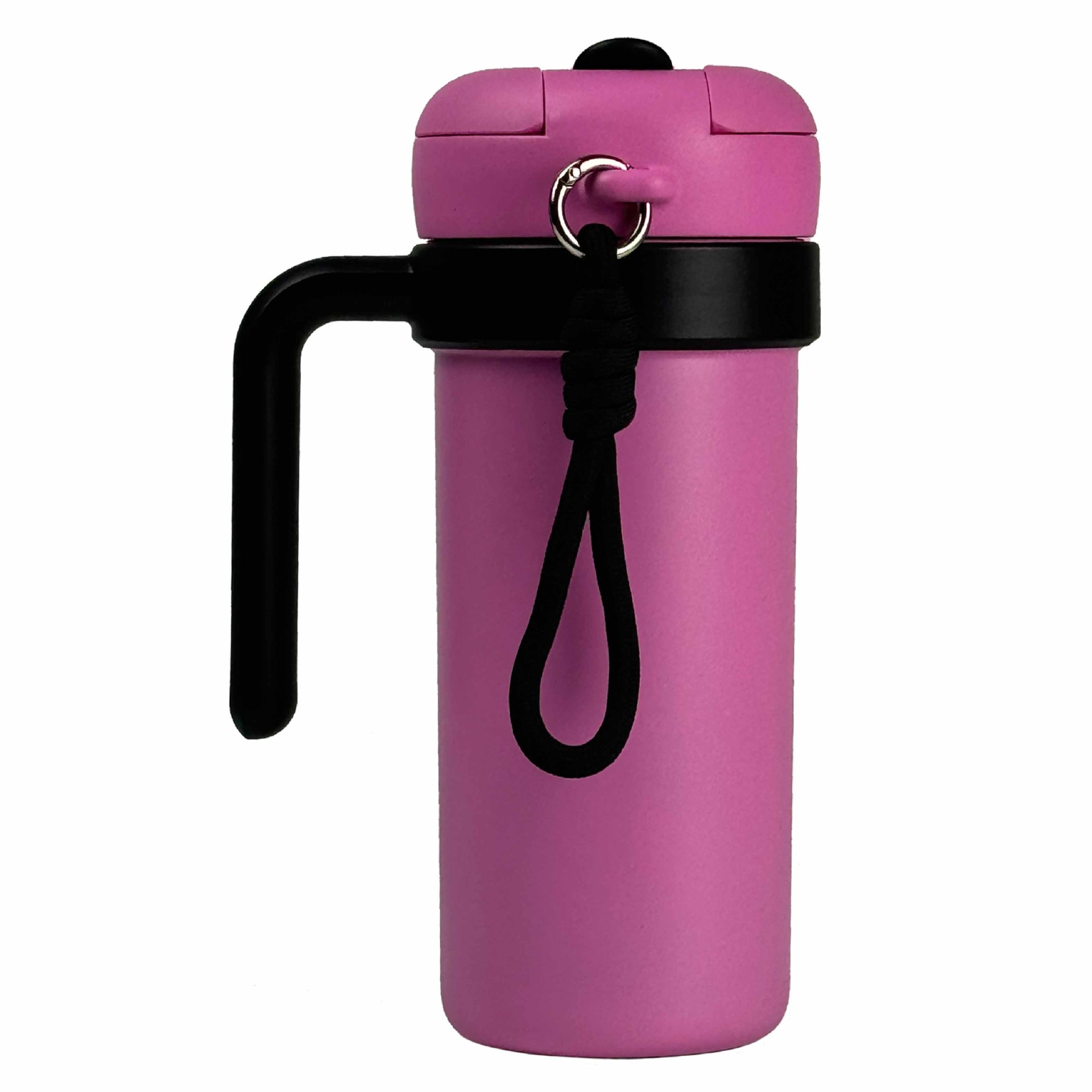 V888-ELOSUNG32527-202506191042-00 Pink and Black 700ml Insulated Stainless Steel Tumbler with Handle, Dual-Sip Lid, Straw & Tea Infuser - Image 1