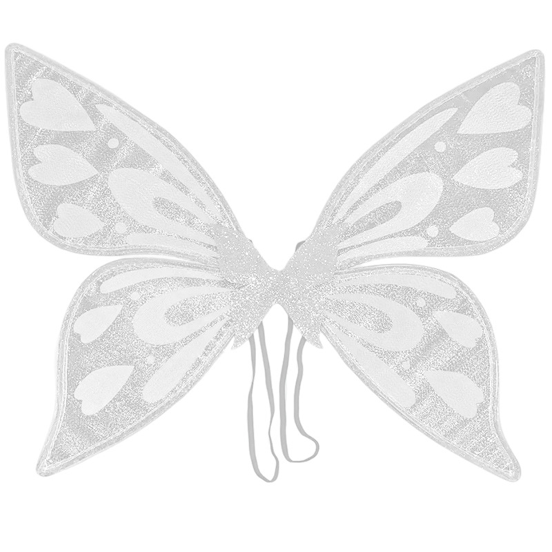 V888-ELOSUNG32533-202506191046-00 White Sparkling Fairy Wings - Lightweight Glitter Butterfly Costume Accessory for Kids & Adults - Image 1