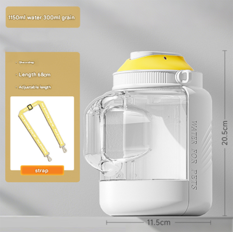 V888-ELOSUNG32574-202506241147-00 White Large Capacity 2-in-1 Pet Travel Water & Food Bottle Dispenser - Portable Outdoor Dog Feeder with Shoulder Strap - Image 1