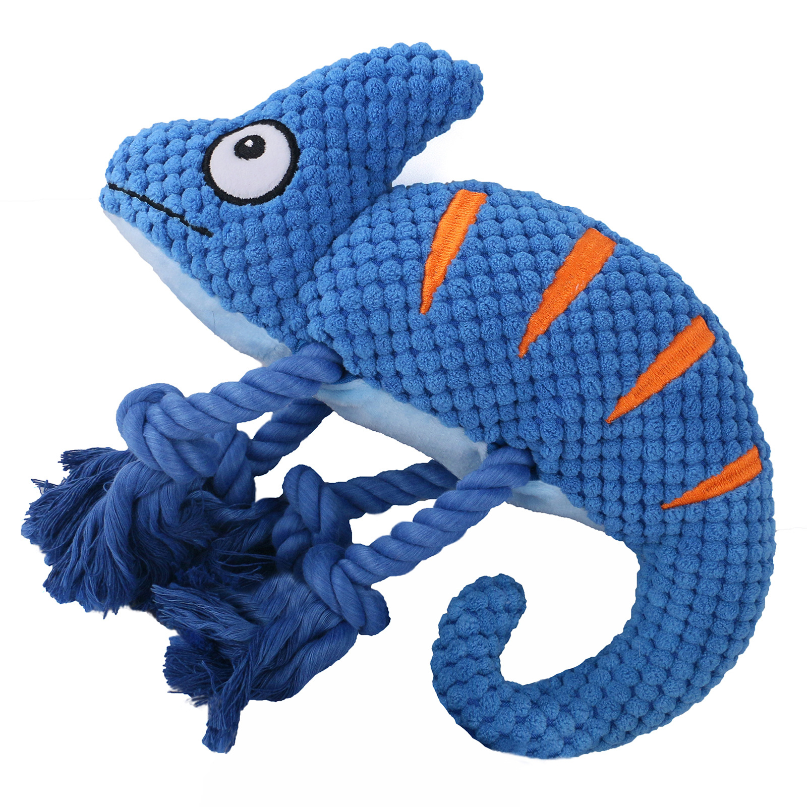 V888-ELOSUNG32700-202506300953-00 2 Pcs Blue Interactive Plush Chameleon Dog Toy with Squeaker & Rope Legs - Durable Chew Toy for Medium/Large Dogs, Teeth Cleaning Texture, Machine Washable (10.2in) - Image 1