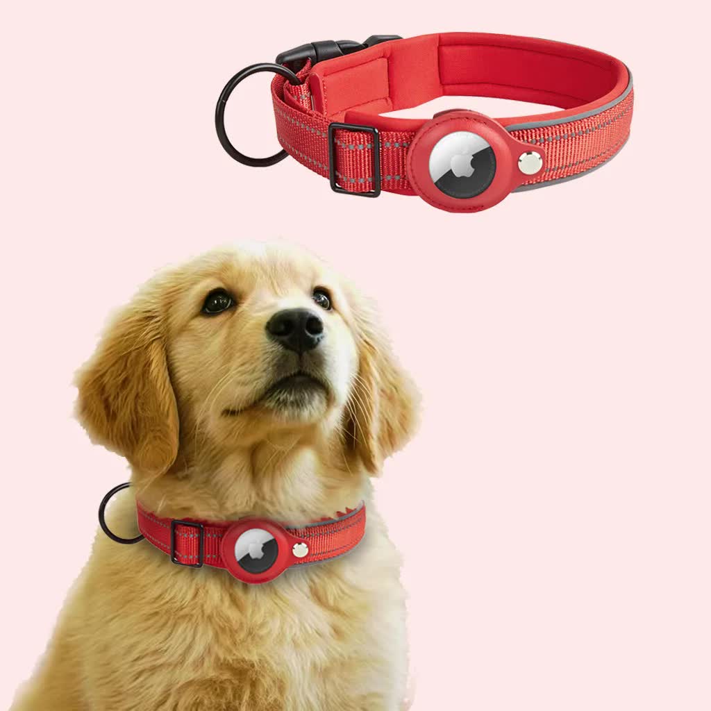 V888-ELOSUNG32722-202506301053-00 Size L Red Reflective Adjustable Anti-Lost Pet Collar (For Apple AirTag - Collar Only, Tracker Not Included) - Image 1