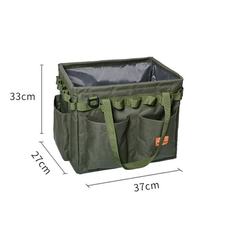 V888-ELOSUNG32736-202506301026-00 Green Heavy Duty Foldable Outdoor Camping Storage Box - Oxford Cloth Collapsible Gear Organizer Tote with Pockets - Image 1