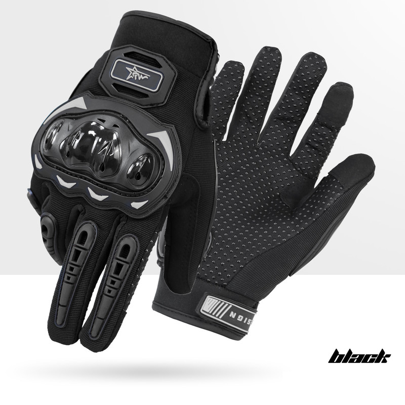 V888-ELOSUNG32775-202507021015-00 Size 2XL Black Protective Motorcycle Riding Gloves - Hard Knuckle Armour & Touchscreen Fingertips - Image 1