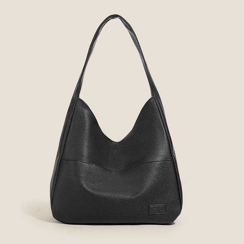 V888-ELOSUNG33060-202505261533-00 Black Retro PU Leather Tote Bag for Women - Casual Single Shoulder Crossbody Bag - Image 1