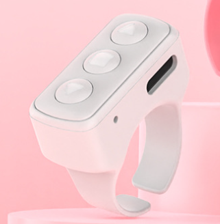 V888-ELOSUNG33155-202506051128-00 2-Piece White Bluetooth Video Controller - 3-Button Remote for TikTok and Page Scrolling - Image 1