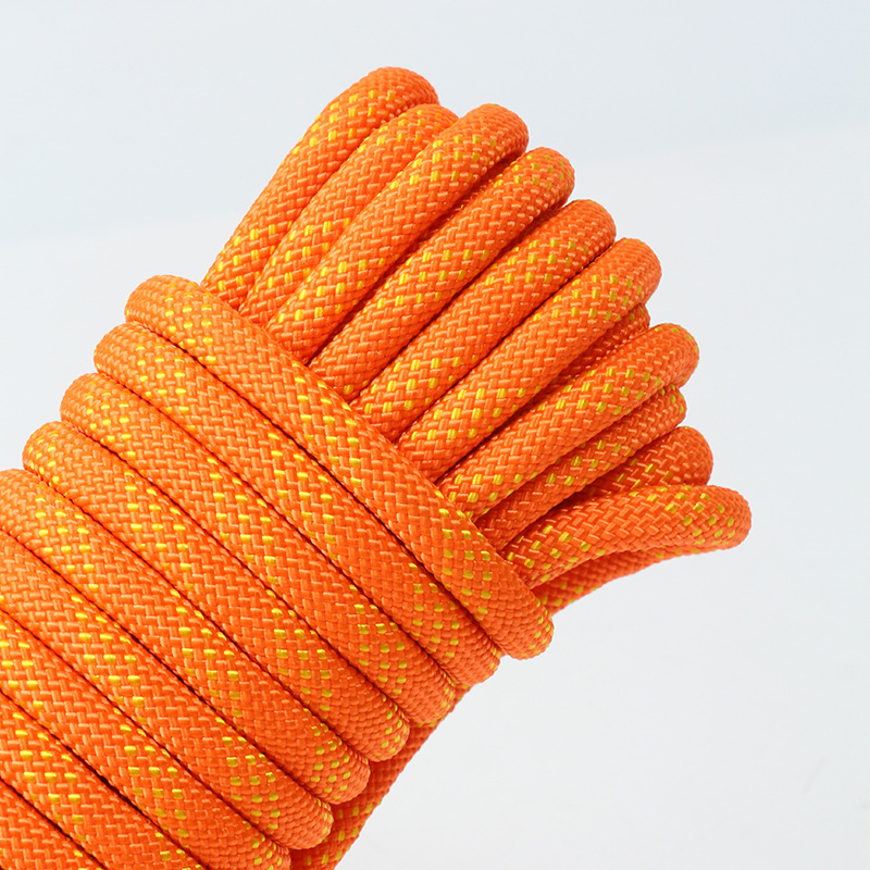 V888-ELOSUNG33163-202506101847-00 Orange 10mm Double Hook Climbing Rope Set - 10m Durable Outdoor Safety Rescue Cord - Image 1