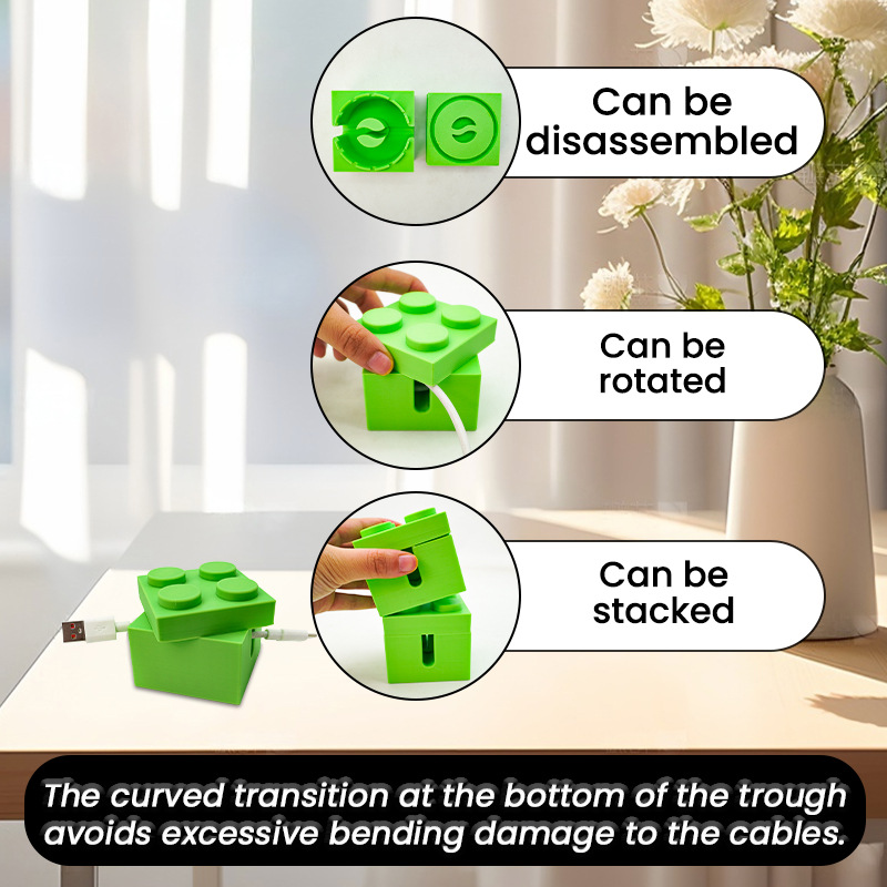 V888-ELOSUNG33237-202506101106-00 Playful Building Block Desk Cable Holder - Creative Cord Organizer Tidy, 2-Pack - Image 1