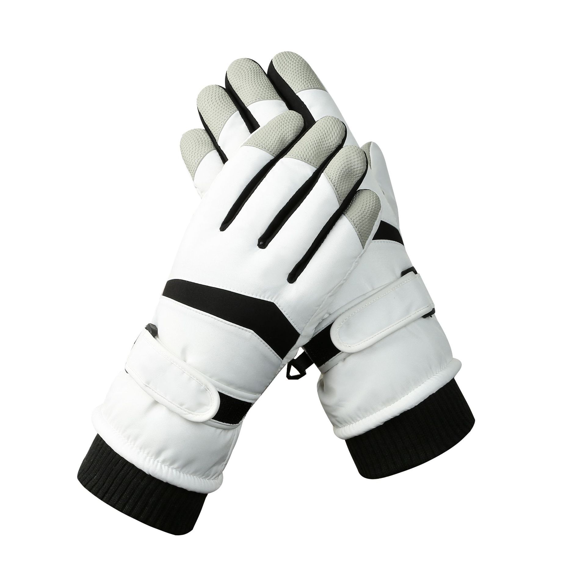 V888-ELOSUNG33276-202506111508-00 Women's White-black Color Combination Top-Rated Waterproof Touchscreen Ski Gloves - Fleece-Lined for Men & Women - Image 1