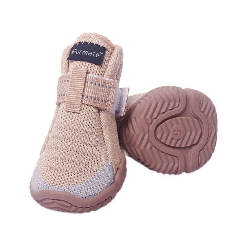 V888-ELOSUNG33346-202506191225-00 5# Khaki Breathable Woven Dog Shoes for Small to Medium Dogs - Non-Slip, Durable, Anti-Dirty Paw Protectors - Image 1