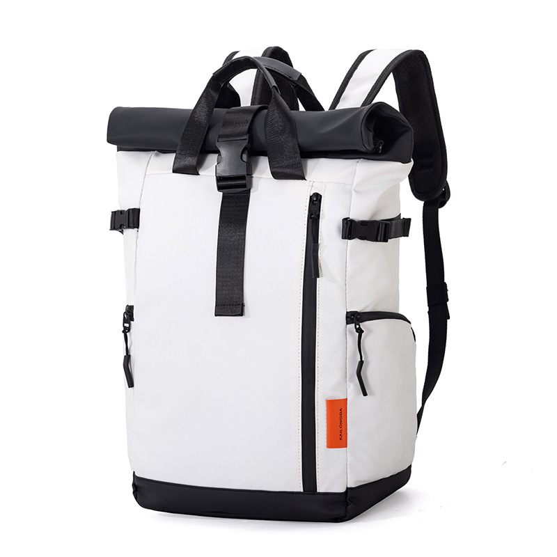 V888-ELOSUNG33384-202506191313-00 White Urban Explorer Roll-Top Backpack - Water-Resistant Large Capacity Bag for Travel, Work & Laptop - Image 1