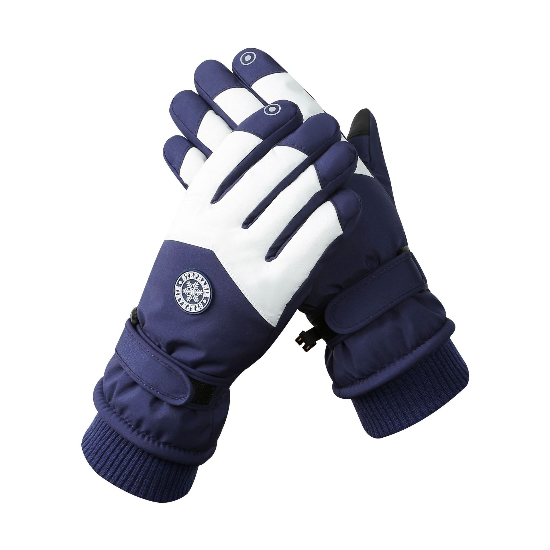 V888-ELOSUNG33431-202506241011-00 Men's Blue-white Color Combination Top-Rated Waterproof Touchscreen Ski Gloves - Fleece-Lined for Men & Women - Image 1