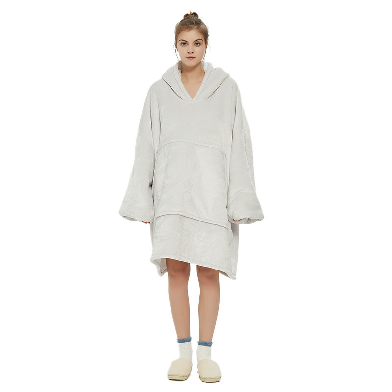 V888-ELOSUNG33445-202506241019-00 White Oversized Wearable Blanket Hoodie - Ultra Soft & Cozy Snuggle Pullover for Adults - Image 1