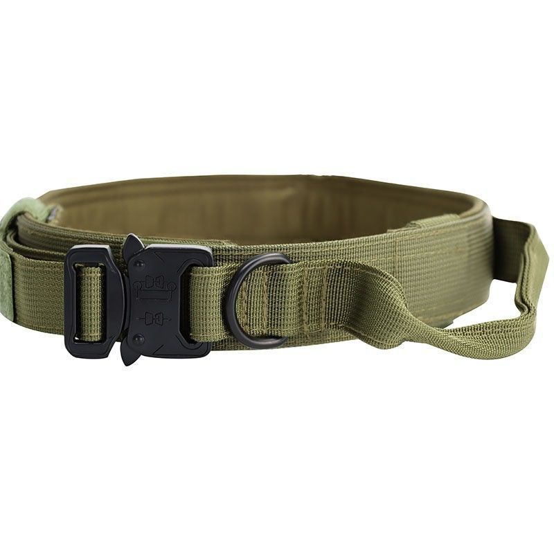 V888-ELOSUNG33496-202506250946-00 L Green Tactical Dog Collar - Heavy Duty Nylon Pet Collar for Medium & Large Dogs, Adjustable (3.8cm Width) - Image 1