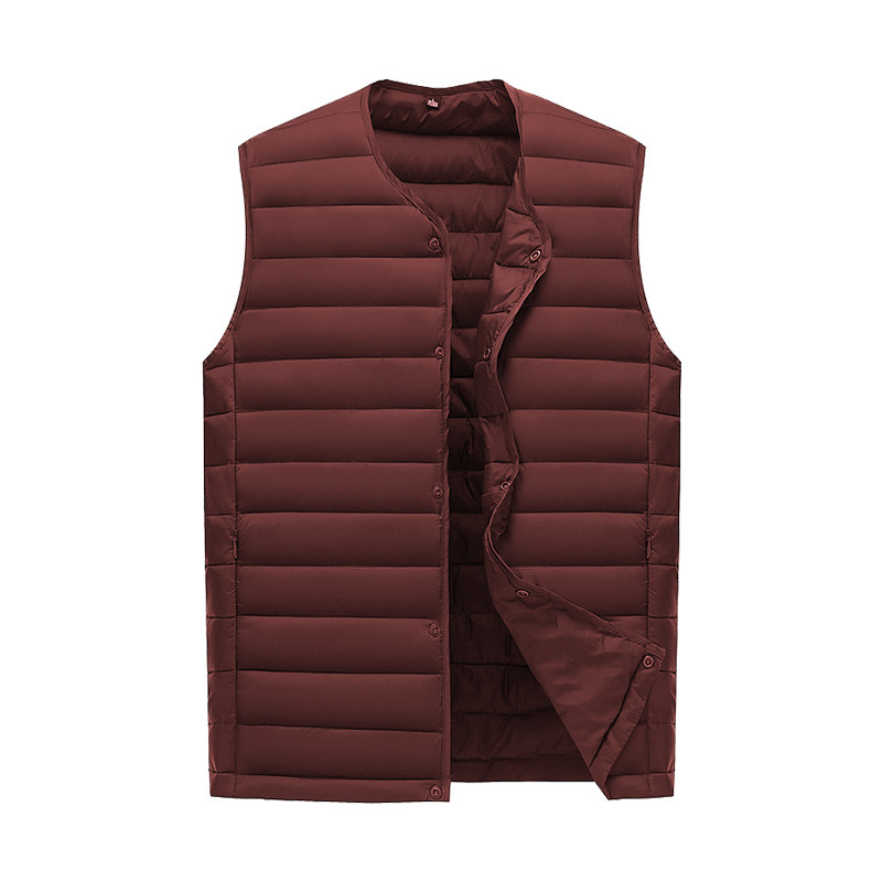 V888-ELOSUNG33589-202506301115-00 XXXXL Wine Red Men's Lightweight Quilted Puffer Vest - Ideal Sleeveless Jacket for Winter Layering - Image 1