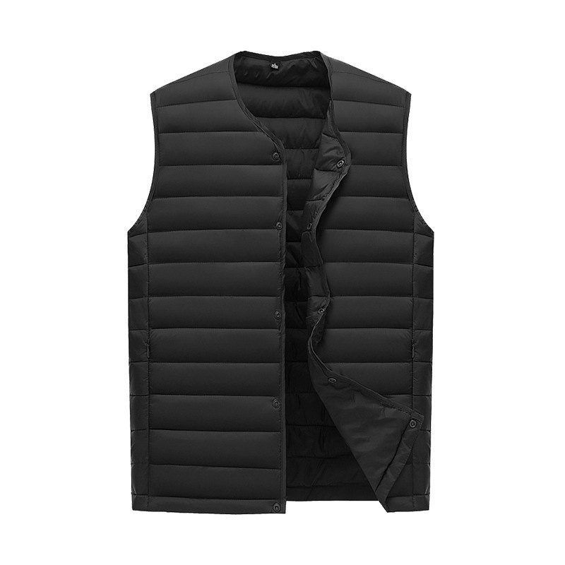 V888-ELOSUNG33590-202506301121-00 S Black Men's Lightweight Quilted Puffer Vest - Ideal Sleeveless Jacket for Winter Layering - Image 1