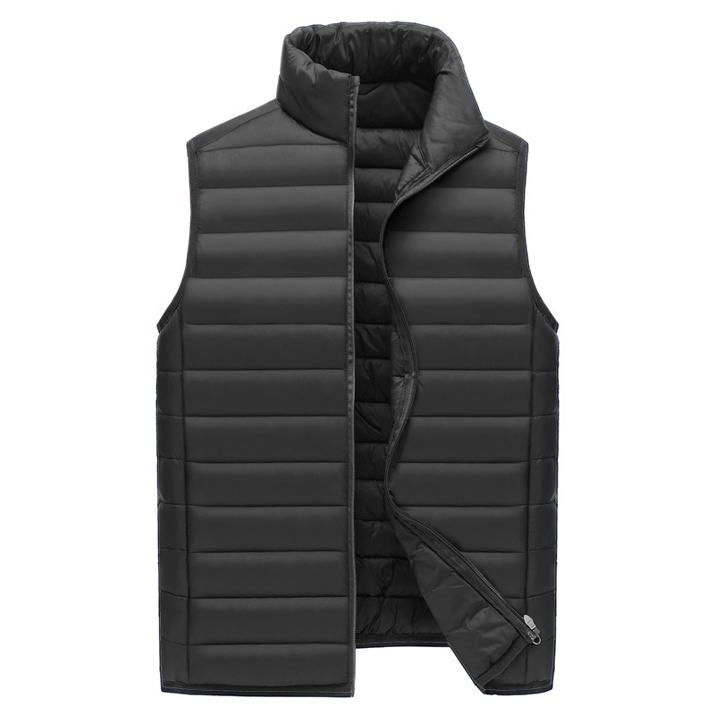 V888-ELOSUNG33604-202507020945-00 XXL Black Men's Lightweight Puffer Vest - Stand Collar Quilted Sleeveless Jacket for Winter - Image 1