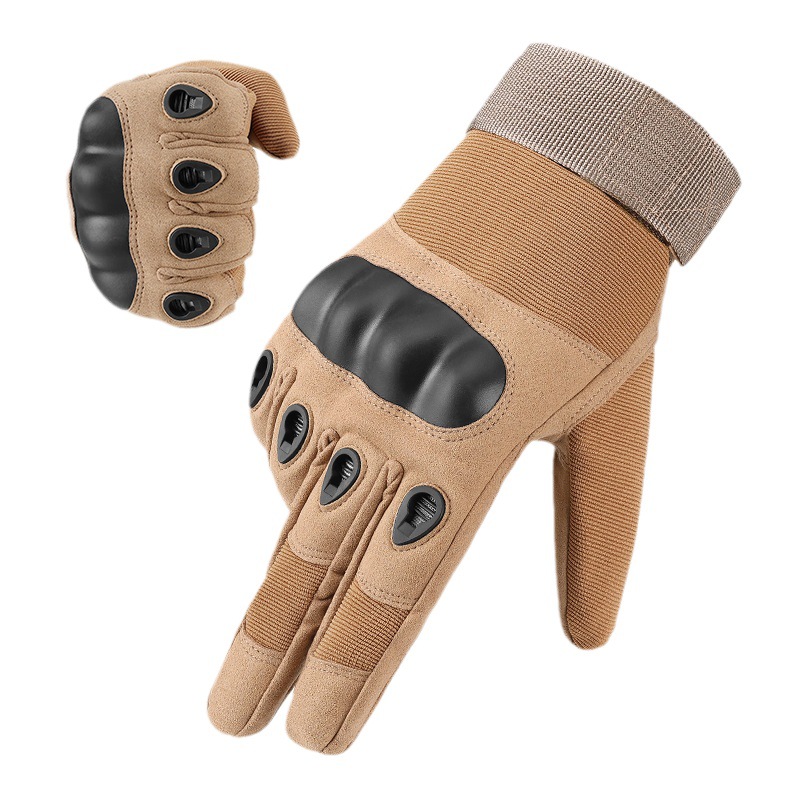 V888-ELOSUNG33612-202507021007-00 XL Khaki Hard Knuckle Tactical Gloves - Full-Finger Protective Gear for Motorcycle, Cycling & Outdoor Sports - Image 1