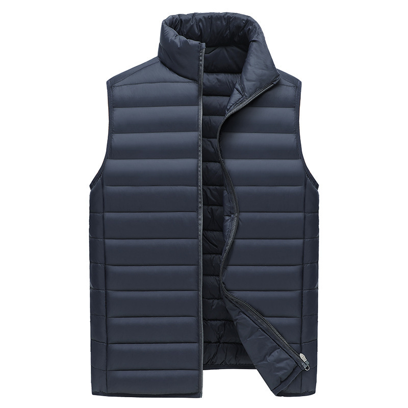 V888-ELOSUNG33627-202507021011-00 XXXXL Navy Blue Men's Lightweight Puffer Vest - Stand Collar Quilted Sleeveless Jacket for Winter - Image 1
