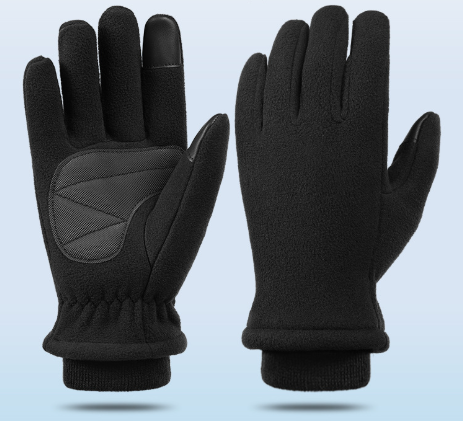 V888-ELOSUNG33631-202507021015-00 S Black Winter Fleece Touchscreen Gloves - Warm & Water-Repellent for Cycling & Outdoor Sports - Image 1