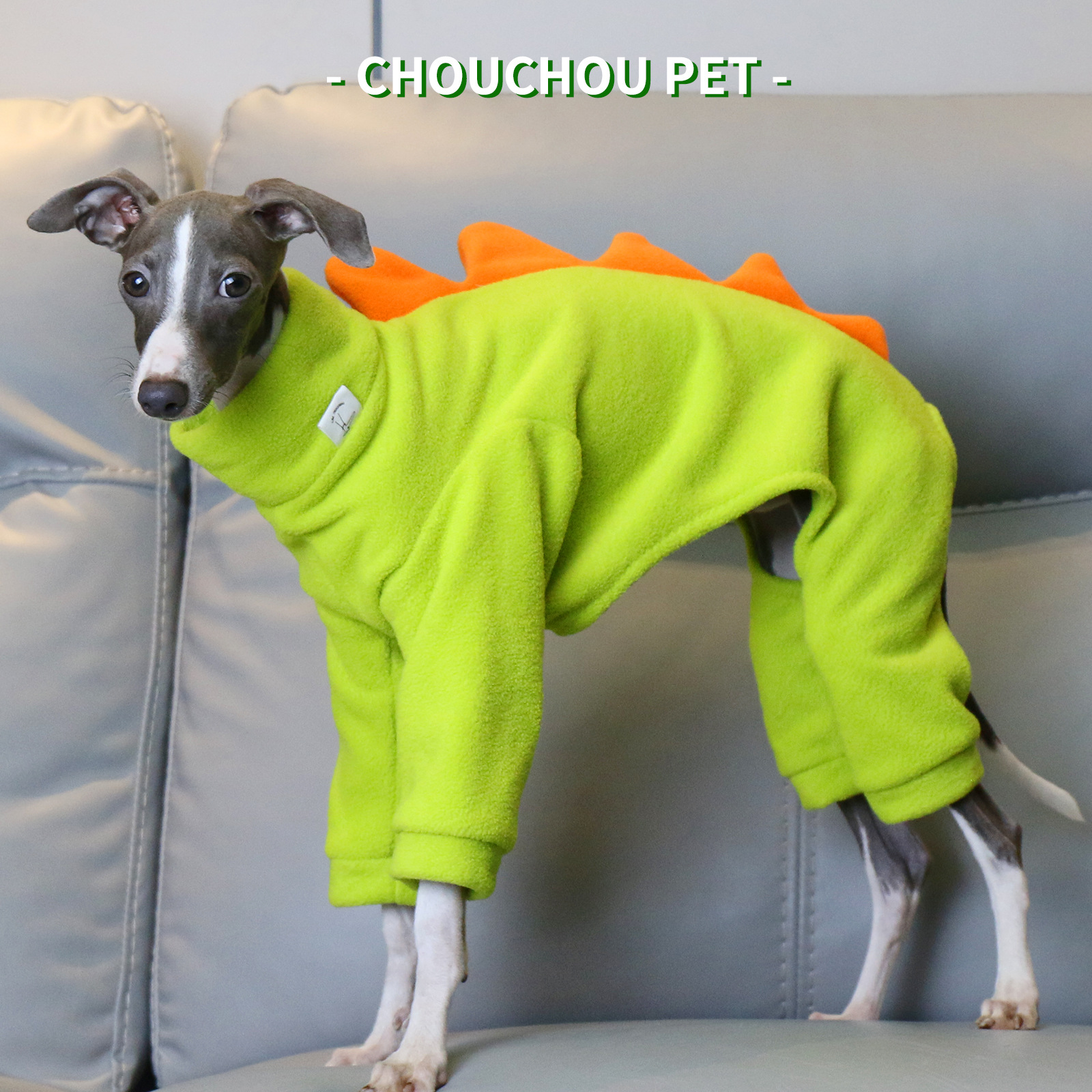 V888-ELOSUNG33649-202507020955-00 M Adorable Dinosaur Fleece Dog Jumpsuit - Warm Winter Pajamas for Whippets & Italian Greyhounds - Image 1